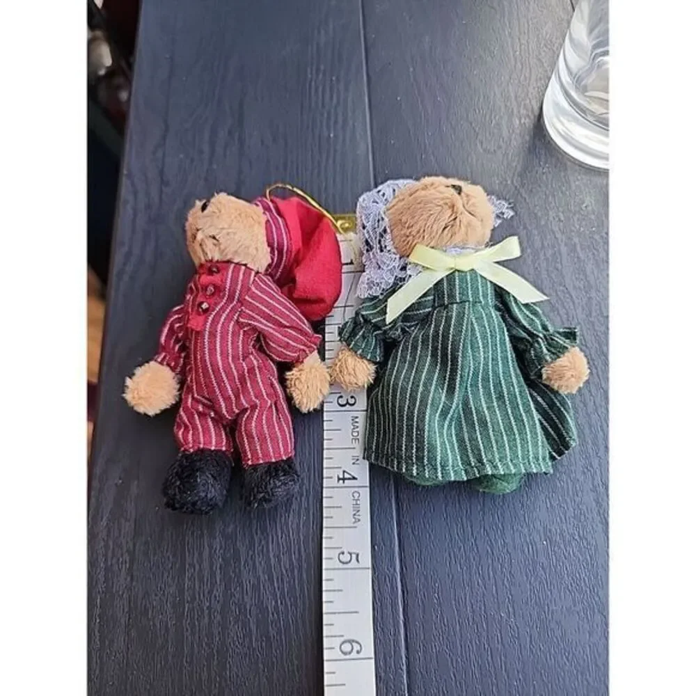 Lillian Vernon Brown Bear  Christmas holiday Girl& Boy‎ Ready For Bed Ornament 2
